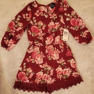 PINK & VIOLET NWT long sleeve romper, burgundy floral sz XS (4/5)